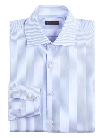 Fay Striped-pattern French-collar Shirt In Blue