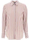 Fay Classic Striped Long-sleeve Shirt With Wing Collar In Brown