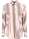 Fay Classic Striped Long-sleeve Shirt With Wing Collar In Brown