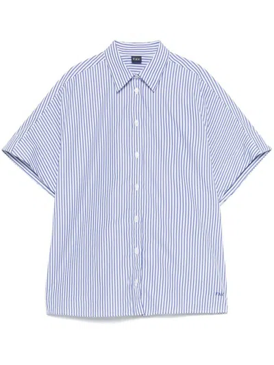 Fay Striped Shirt With Embroidered Logo In Blue