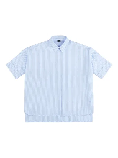 Fay Striped Short-sleeve Shirt In Blue