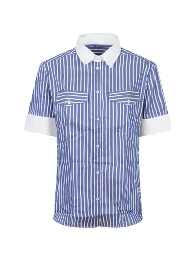 Fay Striped Short-sleeve Shirt In Blue