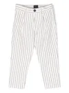 Fay Striped Tapered Cotton Trousers In White