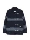Fay Striped Toggle Coat In Blue