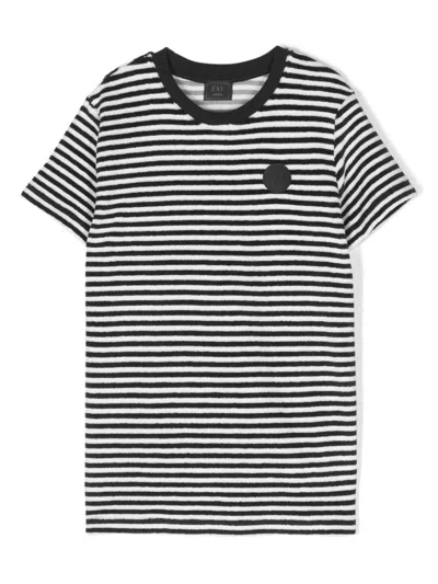 Fay Kids' Striped Towelling-finish T-shirt In Blue