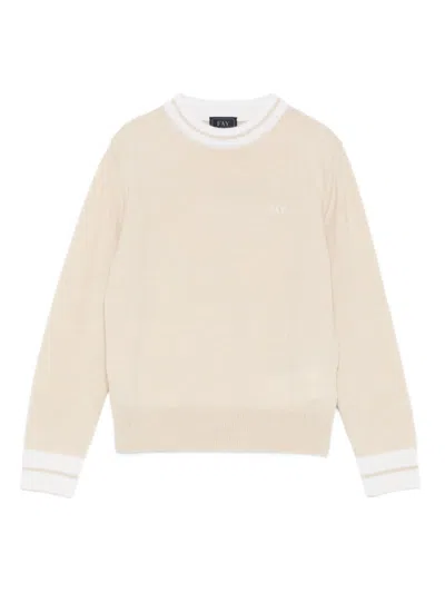Fay Kids' Striped-trim Jumper In Neutral