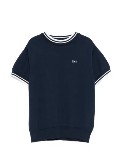 Fay Kids' Striped Trim Short Sleeve T-shirt In Multi