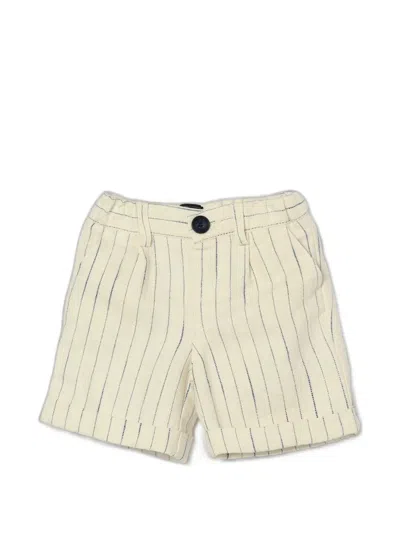 Fay Kids' Striped Turn-up Shorts In Neutral