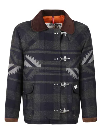 Fay Structured Blue Coat With Timeless Design In Black