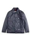 Fay Structured Boxy Blue Metal Toggle Jacket In Blue