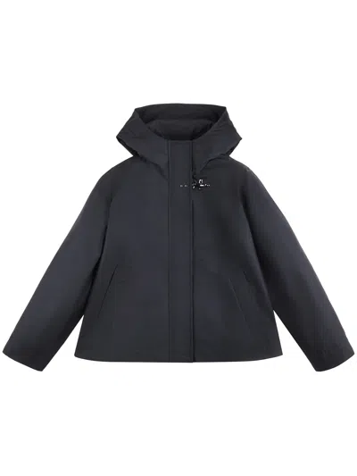 Fay Structured Collar Short Padded Clasp Jacket In Black