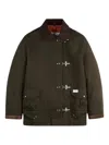 Fay Structured Green Cotton Jacket With Contrasting Collar In Green