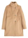 Fay Structured High-collar Jacket With Metal Toggle Closures In Brown