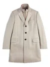 Fay Structured Light Beige Cashmere Coat With Notch Lapels And Flap Pockets In Gray