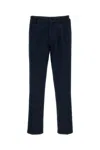 Fay Structured Regular Fit Herringbone Cotton Trousers In Blue