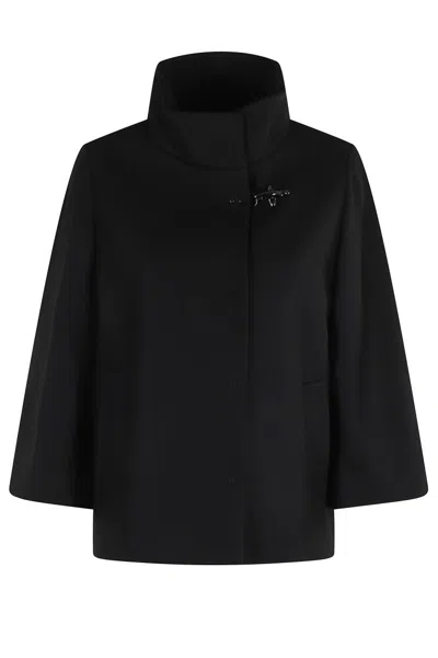 Fay Structured Short Coat With High Collar In Black