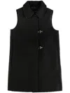 Fay Structured Sleeveless Jacket With High Collar And Textured Fabric