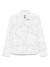 Fay Structured White Jacket With Textured Finish And High Collar In White