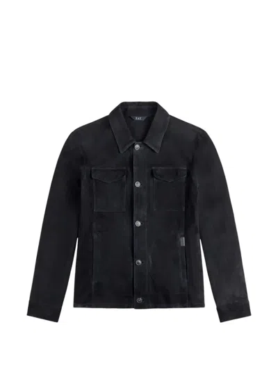 Fay Suede-leather Shirt Jacket In Black