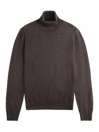 Fay F12 Cocoa Turtleneck Sweater In Brown