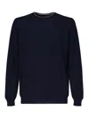 Fay Round Neck Pullover Sweater In Blue