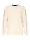 Fay White Round Neck Pullover In White