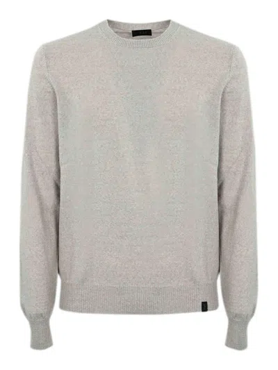 Fay Crew Neck Wool Sweater In Gray