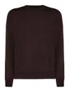 Fay Cocoa Wool Sweater With Round Neckline And Long Sleeves In Brown