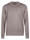 Fay Walnut Virgin Wool Sweater With Iconic Embroidered Logo In Brown
