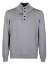 Fay Button-placket Virgin Wool Jumper In Grey
