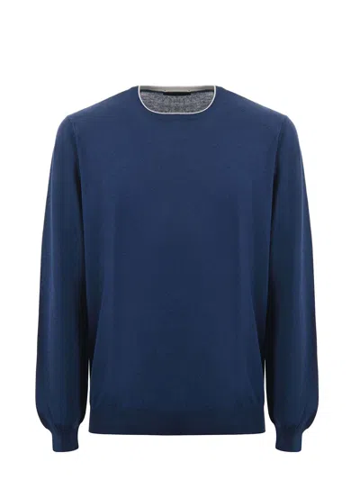 Fay Sweater In Cotton Yarn In Blu Melange