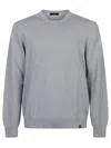 Fay Fine Wool Crew Neck Long Sleeve Sweater In Gray