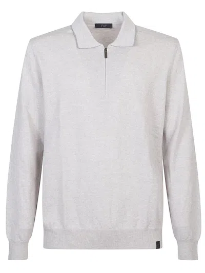Fay Zip-front Polo Shirt In Neutral