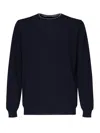Fay Round Neck Pullover Sweater In Blue