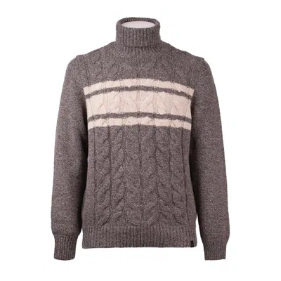 Fay Cable-knit Roll-neck Jumper In Brown