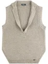 Fay Knitted Cotton Vest With Side Slits In Grey