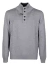 Fay Button-placket Virgin Wool Jumper In Grey