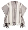 Fay Striped-fringe Poncho In Gray