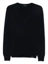 Fay Round Neck Fine Wool Sweater With Ribbed Detailing In Multi
