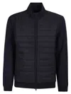 Fay Quilted Front Zip-up Sweatshirt In Blue