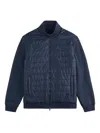 Fay Quilted Front Panel Smooth Fabric Jacket In Blue