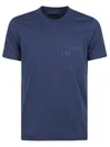 Fay Crew Neck T-shirt With Chest Pocket And Straight Hem In Blue