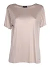 Fay Beige Solid Round Neck T-shirt In Pink