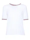 Fay Striped-trim T-shirt In Bianco