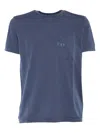 Fay Blue Crewneck T-shirt With Pocket And Logo In Blue