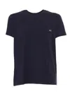 Fay Black T-shirt In Cotton With Pocket And White Logo In Blue
