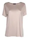 Fay Beige Solid Round Neck T-shirt In White