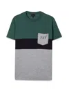 Fay Teen Colour-block Cotton T-shirt In Multicolour
