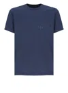 Fay Blue Crewneck T-shirt With Pocket And Logo In Blue