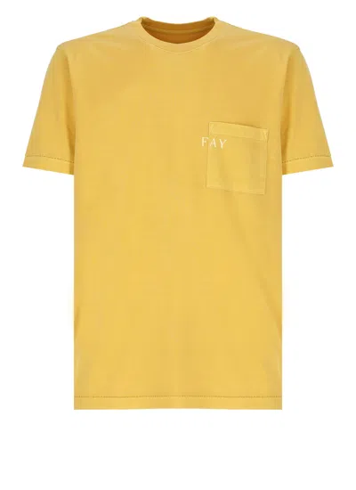 Fay T-shirt With Logo In Yellow
